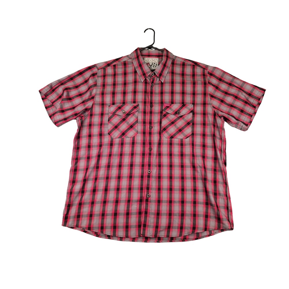Dixxon Flannel Co Cameo Short Sleeve Plaid Shirt Red Grey Black Mens Sz 3X 3XL